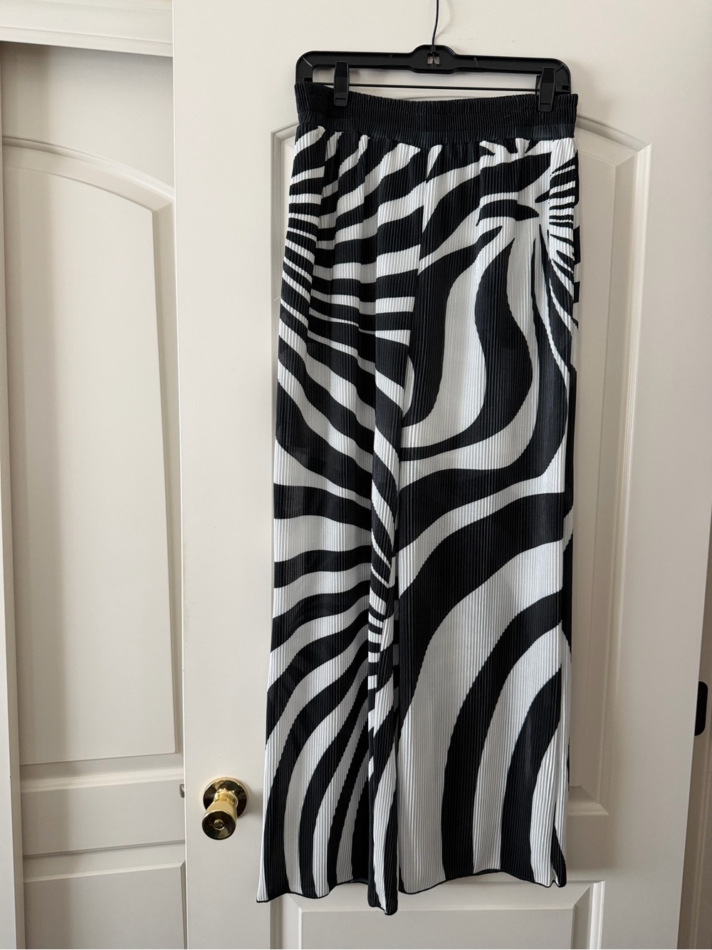 DKNY High-waisted Black&White Zebra Print Pleated Pattern Palazzo Wide-leg Pants
